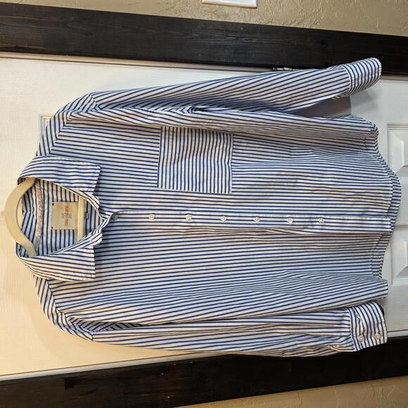 Casa Cabana Tops - Casa Cabana Women's XXL Blue and White Striped Dress Shirt